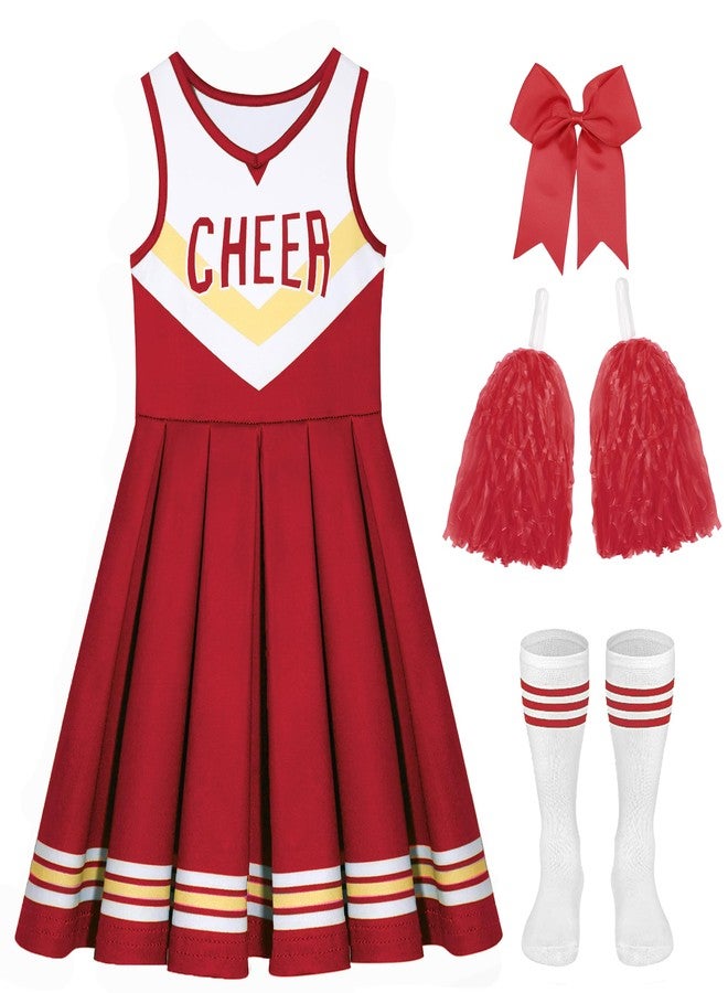 Davsolly Kids Cheer Uniform Girls Cheerleader Costume Red Cheerleading Outfit,Cheer Up Cosplay Cheerleader Gifts Sports - Image 1